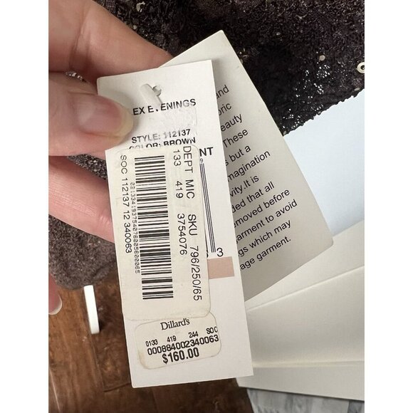 Alex Evenings Brown Lace Sequin Dress & Jacket NWT Sz 12 Formal/Wedding/Cocktail - Picture 11 of 15